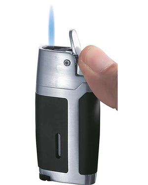 Visol Bron Matte Black & Brushed Chrome Single Jet Torch Lighter