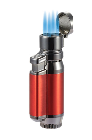 Visol Retail Package - Bulldog Red & Blue Quad Flame Lighter 24 count