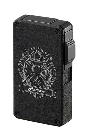 Visol Glacier Black Double Torch Lighter – Personalized Firefighter Engraving