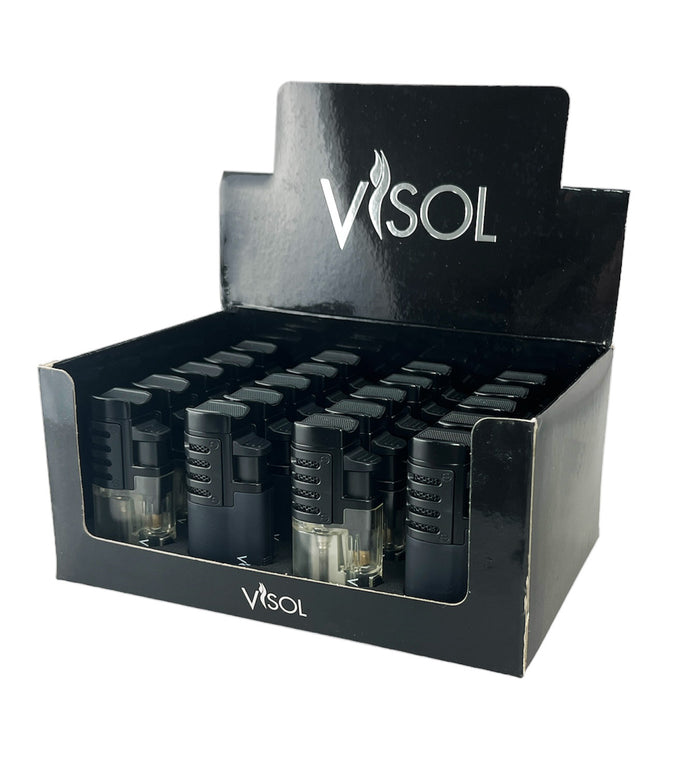 Visol Angelo Charcoal & Clear Retail Prepack - 20 Cigar Lighters