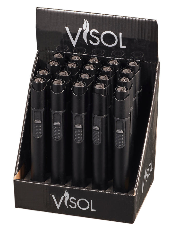 Visol Stormy Black Retail Prepack - 20 Cigar Lighters