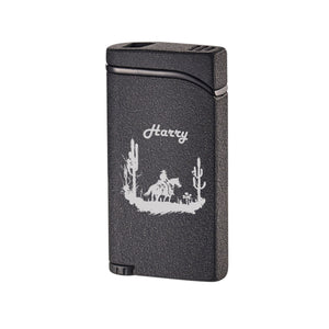 Visol Vista Black Dual Torch Lighter – Personalized Cowboy Engraving