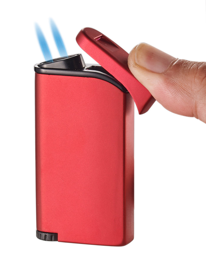 Visol Vista Dual Torch Flame Cigar Lighter - Red