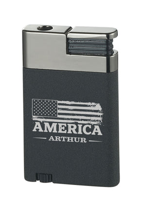 Visol Alton Black Single Torch Lighter – Personalized USA Patriotic Engraving