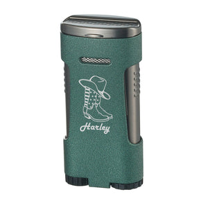 Visol Blaze Triple Flame Pyramid Cigar Lighter – Personalized Cowboy Engraving