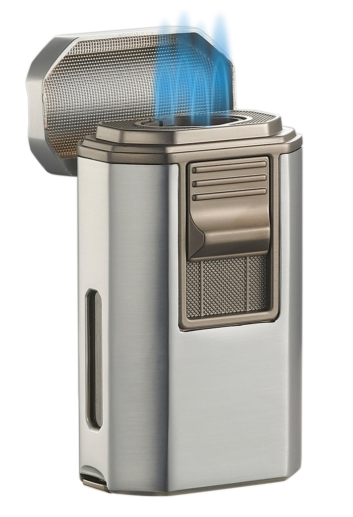 Visol Boulder Quad Torch Flame Lighter - Silver