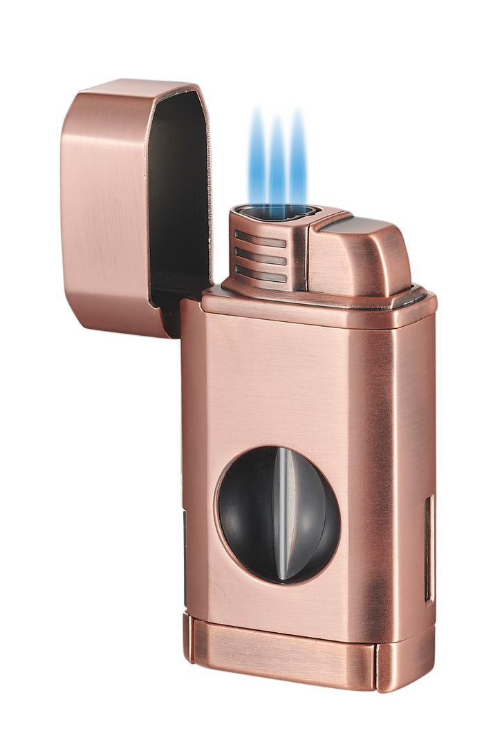 Visol Diablo Triple Torch Flame Lighter w/ Spring V Cutter - Bronze