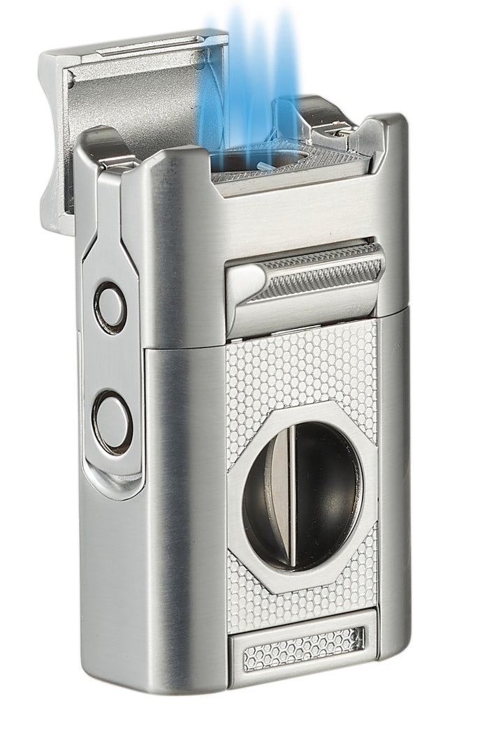 Visol Joplin Quad Torch Flame Lighter - Silver