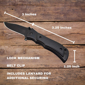 Visol Small Grip Handle Pocket Knife – 3" Blade, Wood Handle, Belt Clip - Customization available