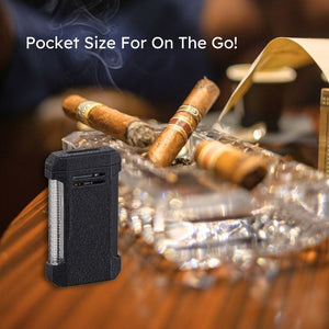 Visol Vinson Flat Torch Flame Lighter with Cigar Punch - Black