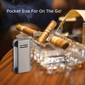 Visol Vinson Flat Torch Flame Lighter with Cigar Punch - Gunmetal