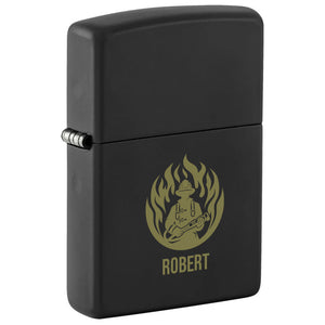 Zippo Black Matte Lighter – Personalized Firefighter Engraving