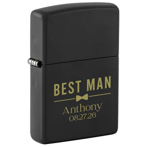Zippo Black Matte Lighter – Personalized Groomsman & Best Man Engraving