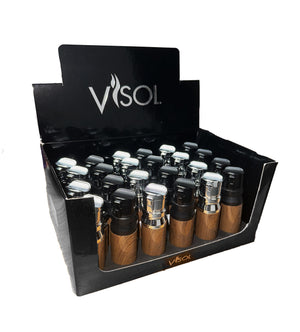 Visol Retail Package - Bulldog Wood Quad Flame Lighter 24 count