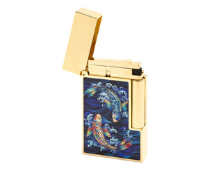 S.T. Dupont Line 2 Koi with Yellow Gold Flint Lighter, Matte Finish