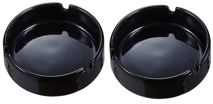 Visol San Black Ceramic Cigarette Ashtray - 2 Pk