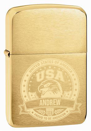 American flag and eagle engraving choices for Zippo 1941B lighter