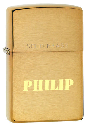 Zippo Brushed Brass Stamped Lighter