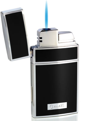 Caseti Troy Black Lacquer Single Flame Torch Lighter