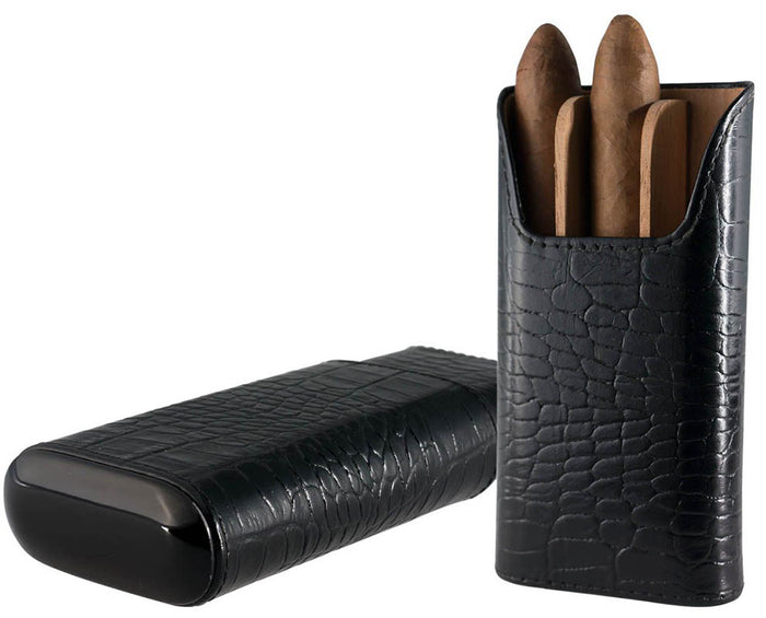 Black Leather Croco Pattern and Ebony Case