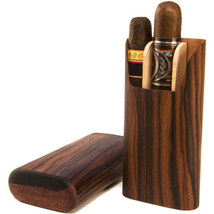 Brizard & Co Exotic Wood Ebony Cigar Case - 3 Finger Case