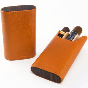 Flat Top Sunrise Orange Leather and Ebony Case
