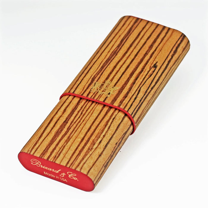 Brizard & Co Showband 3 Zebrawood & Racing Red Cigar Case