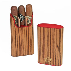 Brizard & Co Showband 3 Zebrawood & Racing Red Cigar Case
