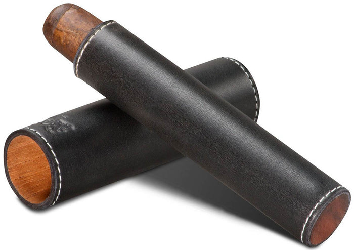 Cigar Tube - Sunrise Black Leather and Rosewood