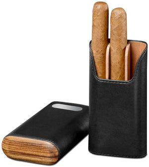 Brizard  Sunrise Black Leather Cigar Case with Free Engraving - Made in USA