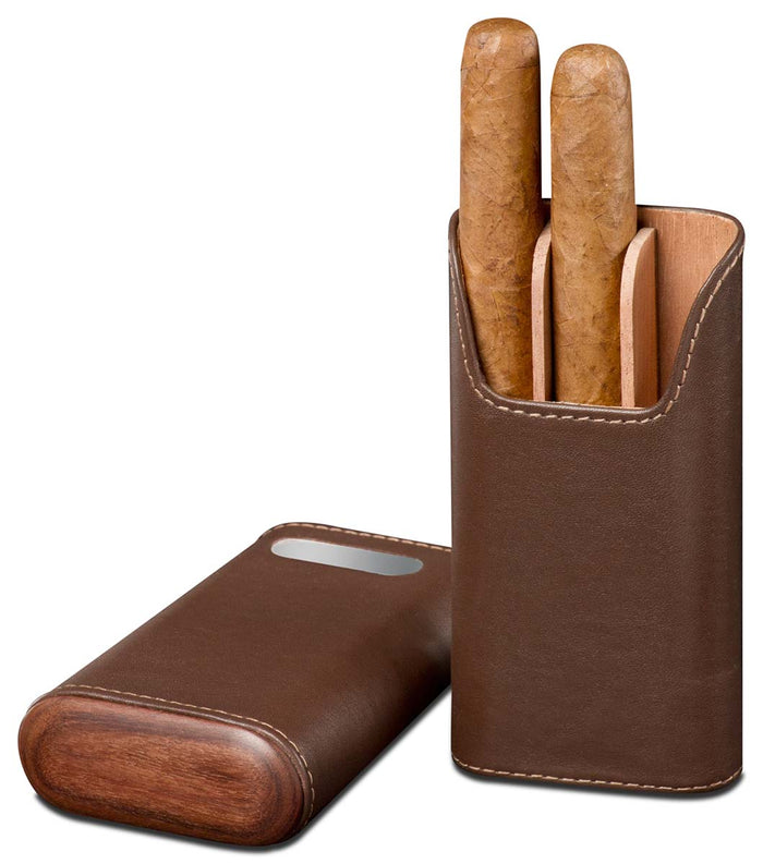 Brizard & Co Sunrise Coffee Leather Cigar Case - 3 Finger Case