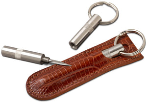 Brizard Trilogy Cigar Punch with Lizard Pattern Havana Leather Pouch - Made in USA