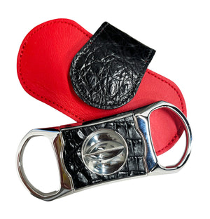 Brizard & Co V Cutter with Pouch - Caiman Black and Racing Red