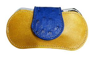 Brizard & Co V Cutter with Pouch - Camel and Blue Ostrich