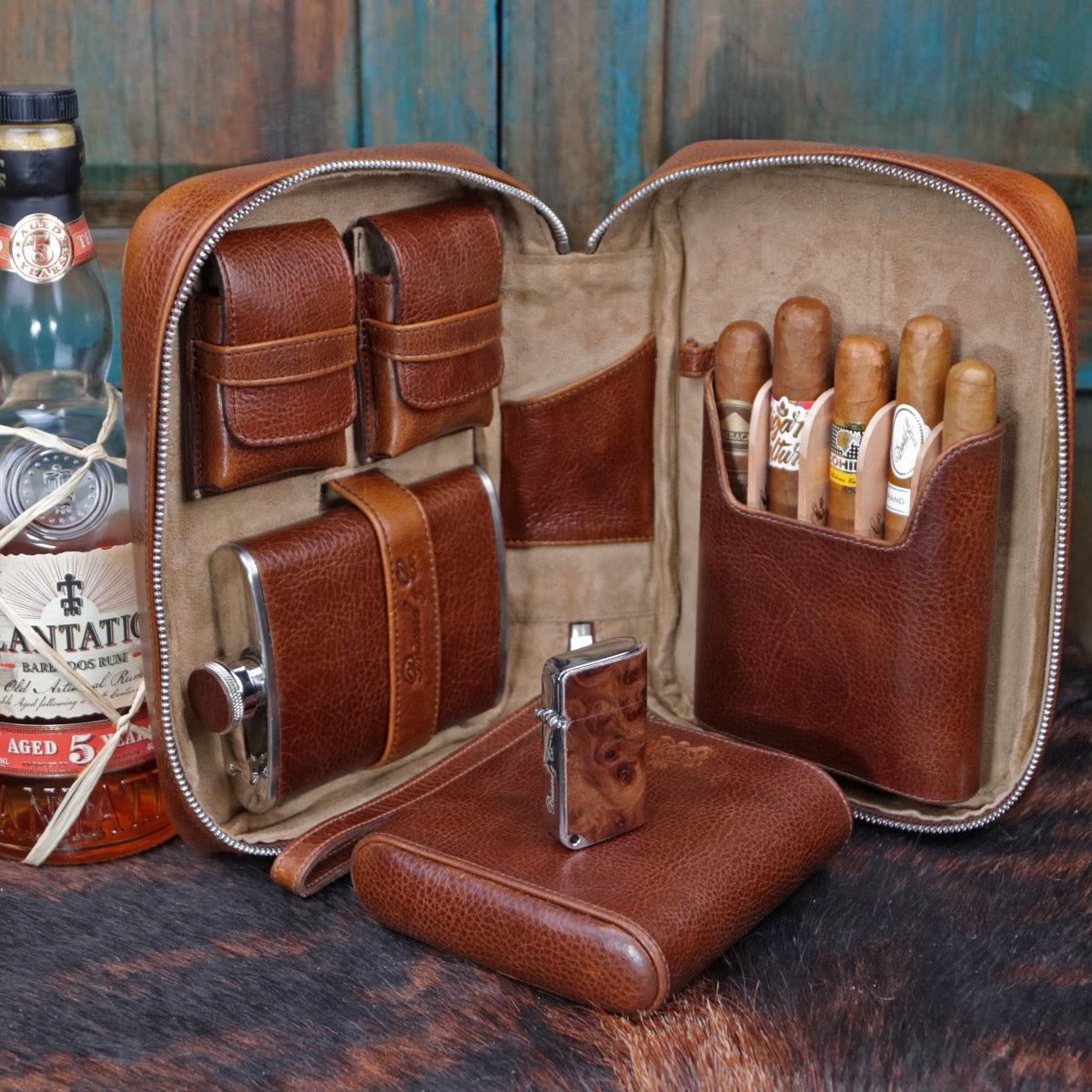 Cognac Leather Cigarette Case, Custom Cigarillo Pouch, Travel
