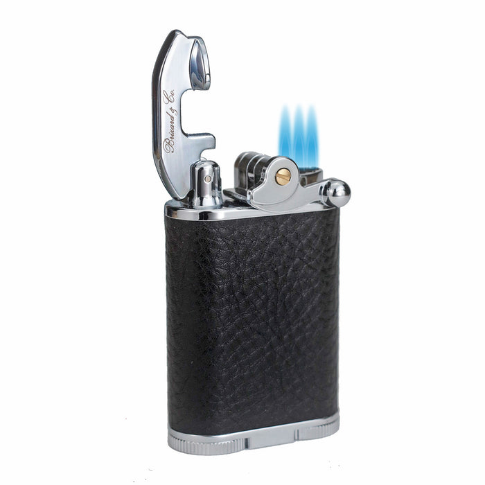 Brizard & Co. Gatsby Dakota Black Leather Triple Torch Flame Table Lighter