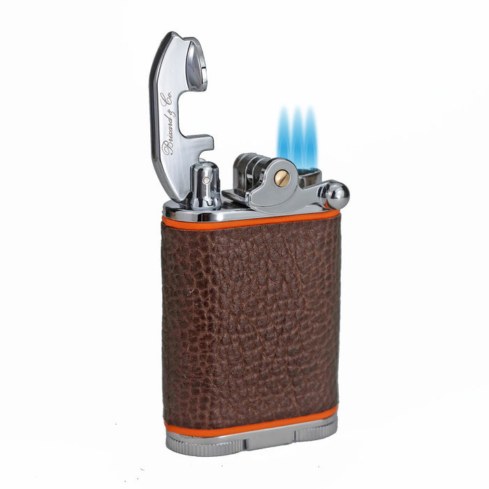 Brizard & Co. Gatsby Full Grain Leather and Orange Triple Torch Flame Table Lighter