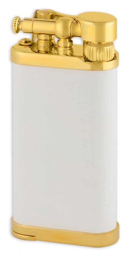IM Corona Old boy Gold Plated White Matte Pipe Lighter