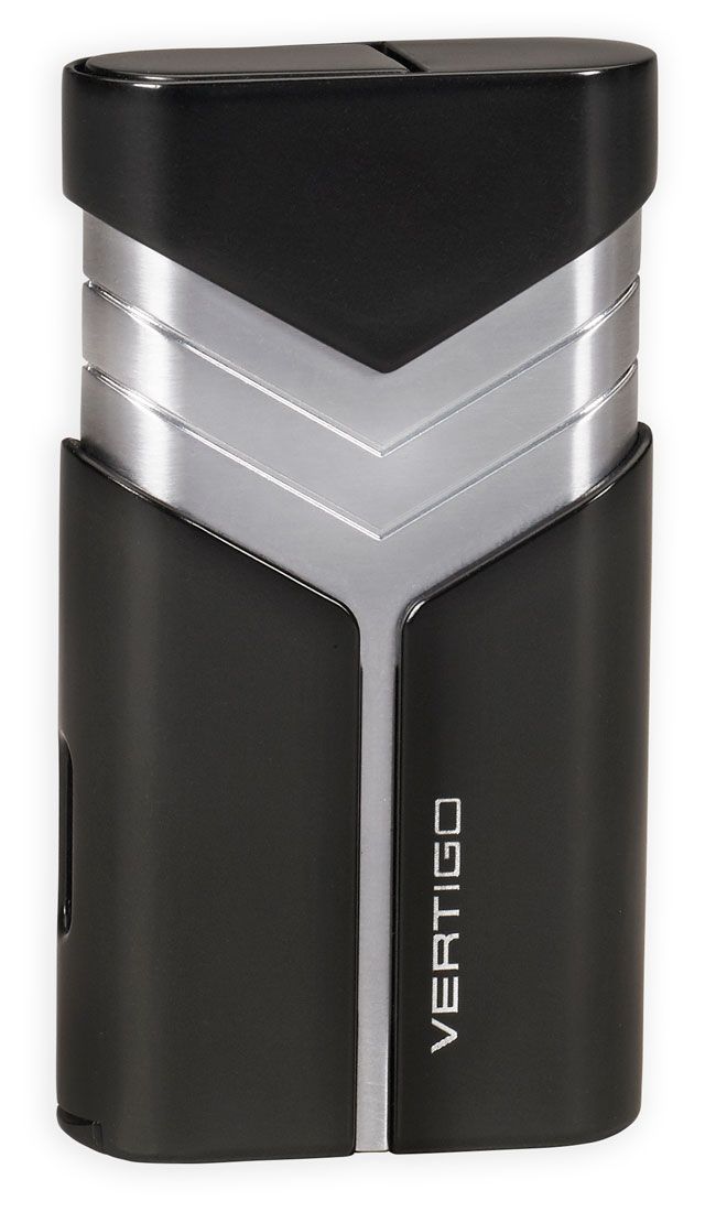 Vertigo Tron Double Torch Lighter - Black & Brushed Chrome