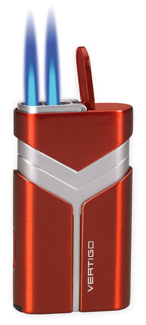 Vertigo Tron Double Torch Lighter - Red & Brushed Chrome
