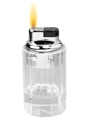 Crystal Hi-Polish Chrome Round Base Soft Flame Lighter