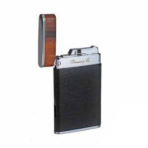 Brizard & Co. Rosewood and Black Leather Two Tone Sottile Single Torch Flame Lighter