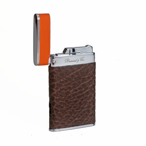 Brizard & Co. Tobacco and Orange Full Grain Leather Two Tone Sottile Single Torch Flame Lighter