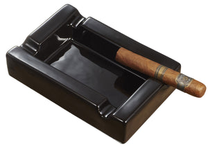 Visol Wesley Rectangular Ceramic Cigar Ashtray - Black