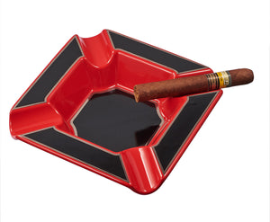 Visol Festus Large Cigar Ashtray - Matte Black and Red