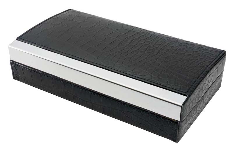 Mapleton Black Leather 4 Cigars Travel Humidor – Lighters Direct