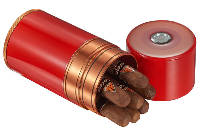 Big Joe Red Lacquer & Copper Cigar Travel Humidor