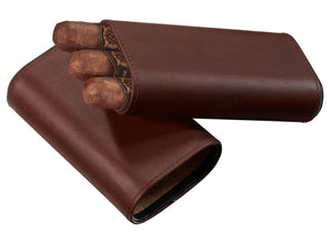 Visol Burgos Brown Leather Cigar case - Holds 3 Cigars