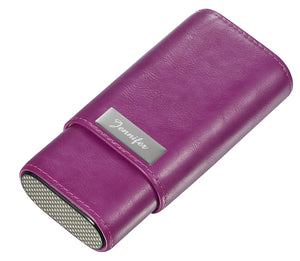 Visol Burgos Purple Leather Cigar case - Holds 3 Cigars