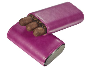 Visol Burgos Purple Leather Cigar case - Holds 3 Cigars